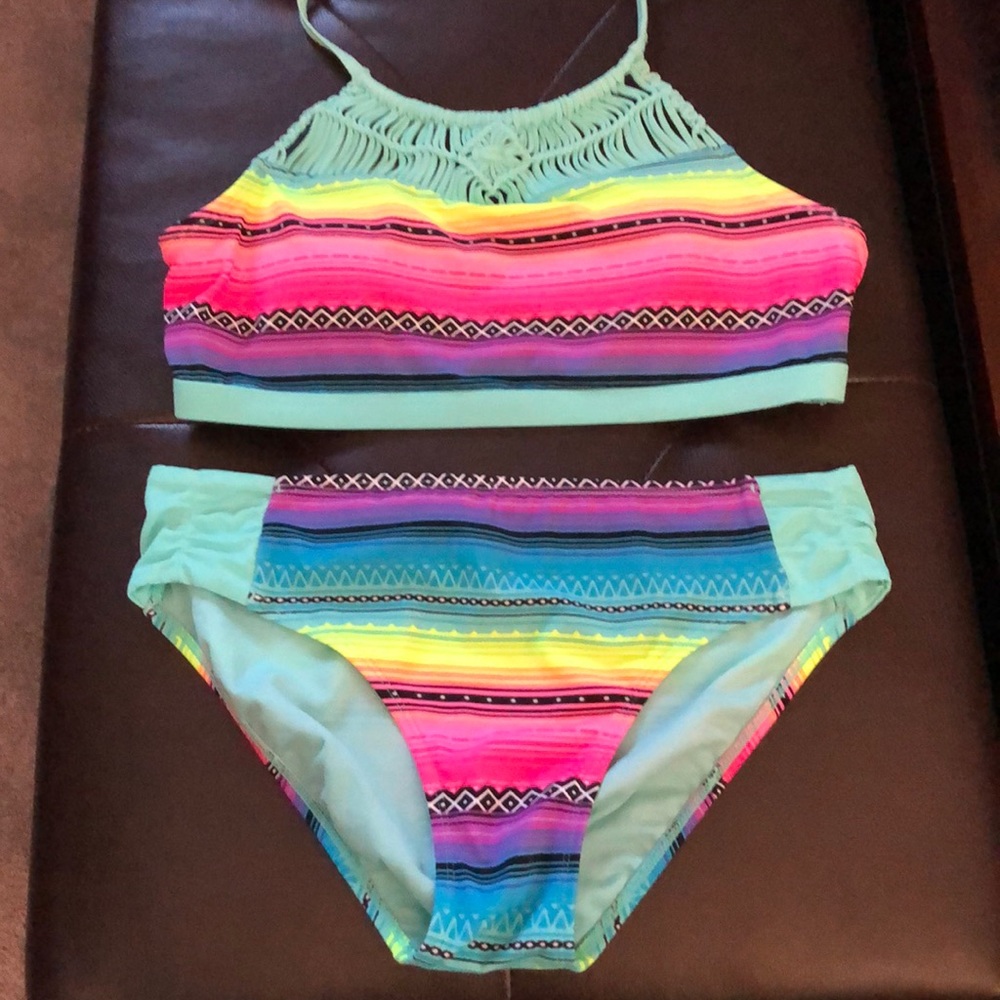 Justice multi-colored Aztec bikini